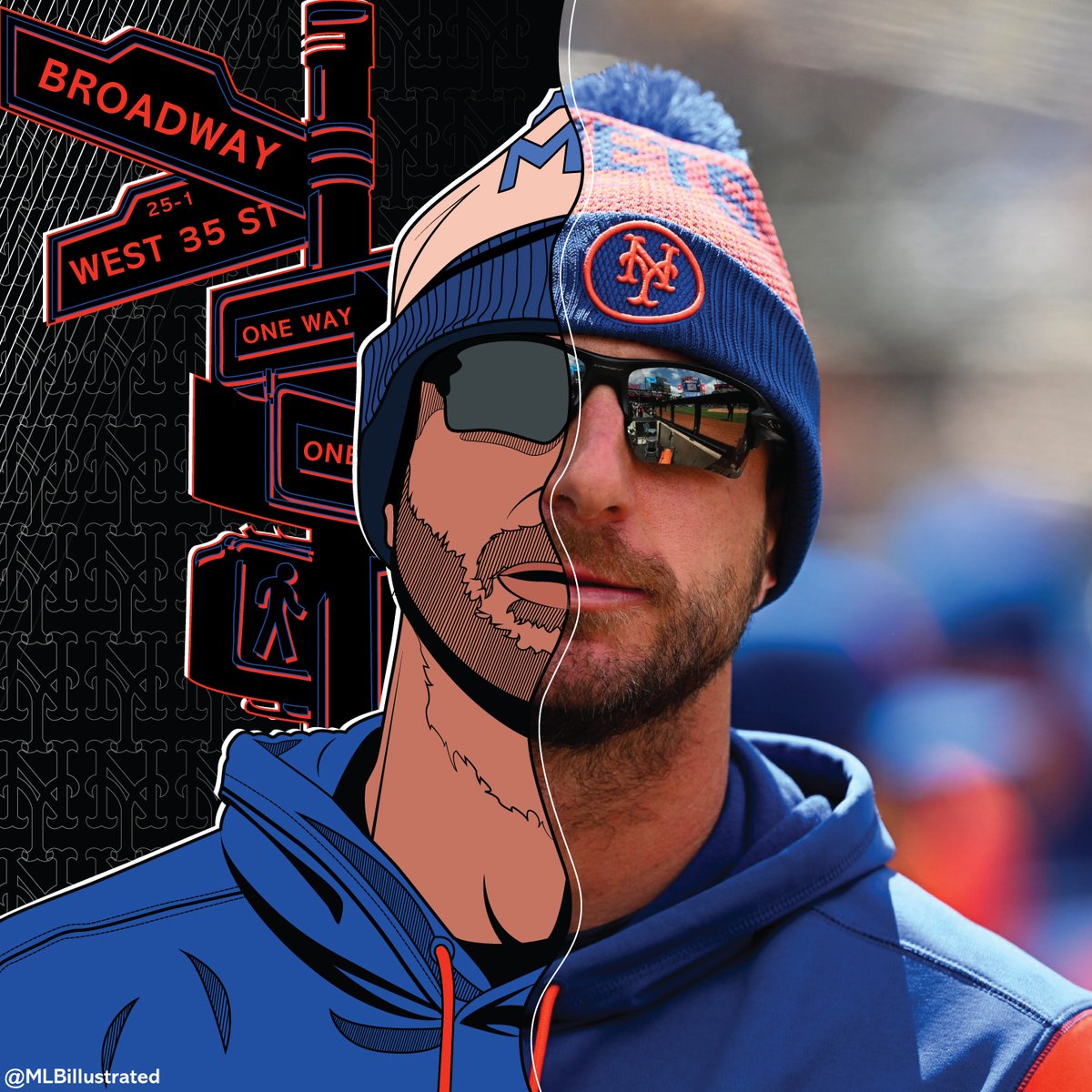 MLBillustrated's tweet photo. Mad Max on the mound for Mother's Day—could the alliteration be a sign of good things to come? Hope you enjoy my interpretation of the #toonme challenge ft. 
@Max_Scherzer! Let me know who I should cartoon-ify next.💙 #LGM @Mets https://t.co/JuJTfQCy8s