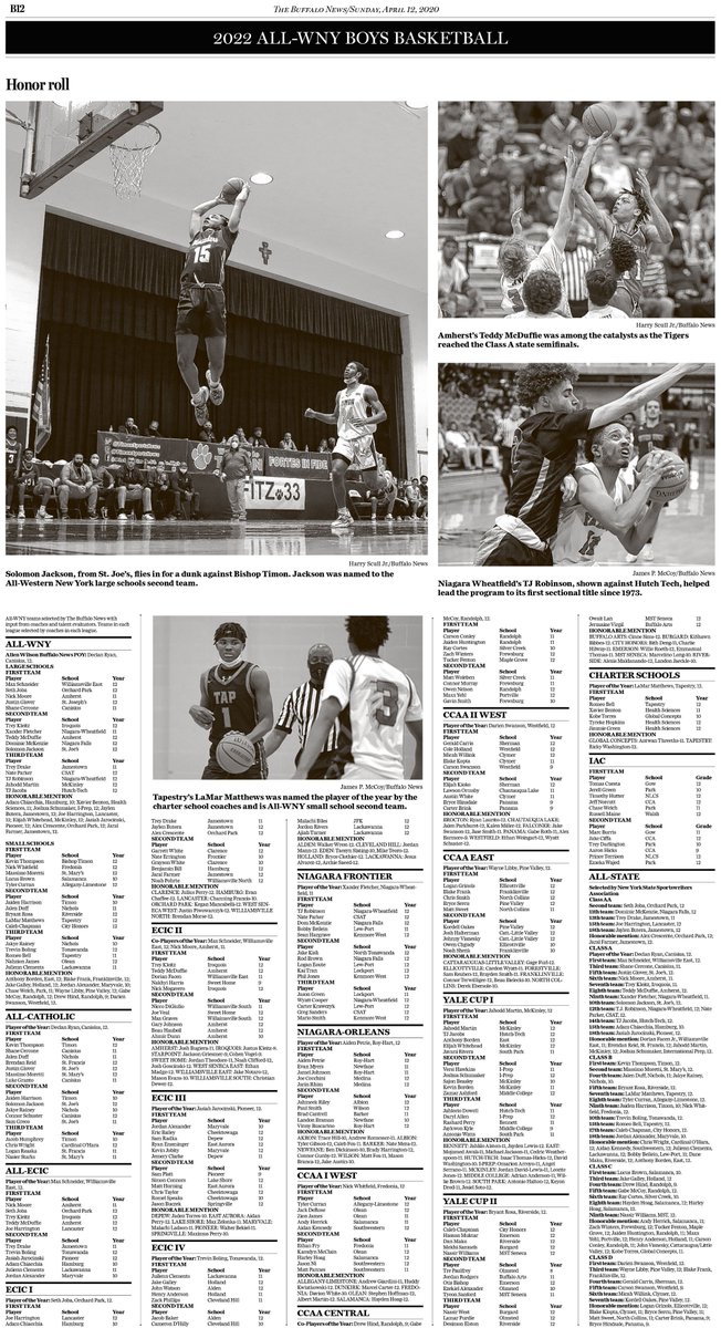 hsjrphoto's tweet photo. In today's @TheBuffaloNews 6 pages devoted to All-WNY Boys basketball! Congrats to Player of the Year @CanisiusHSHoops @declanryan05 https://t.co/GSmek2Y10W
