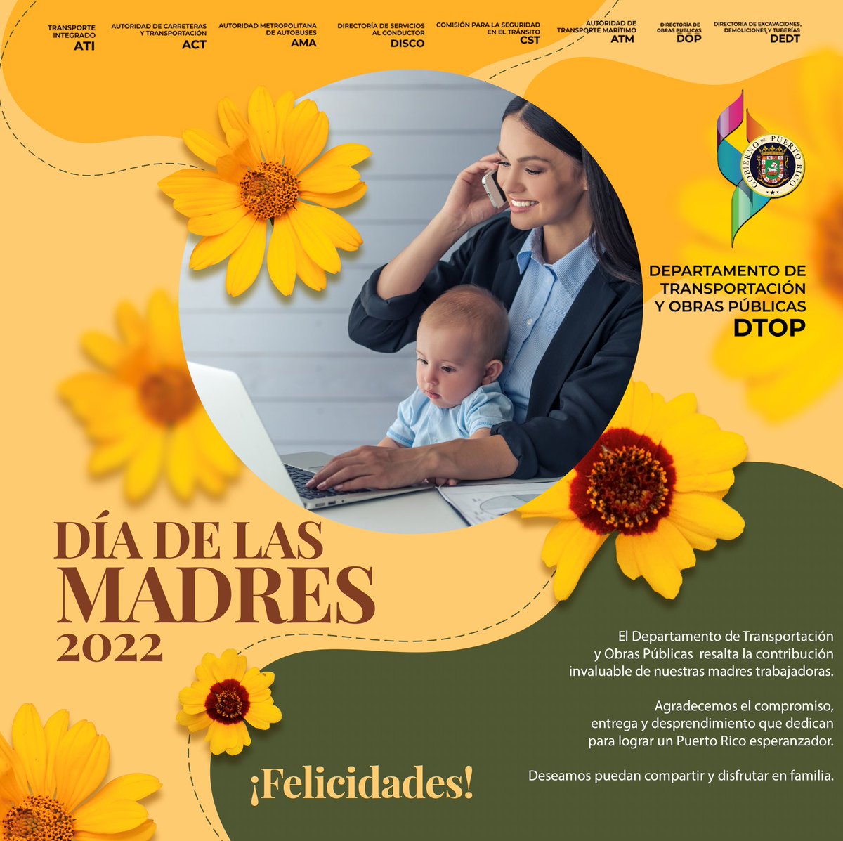 ¡Felicidades! Día de las Madres <a href="/DTOP/">DTOP</a> @prsecdtop <a href="/fortalezapr/">Puerto Rico Governor's Office</a>