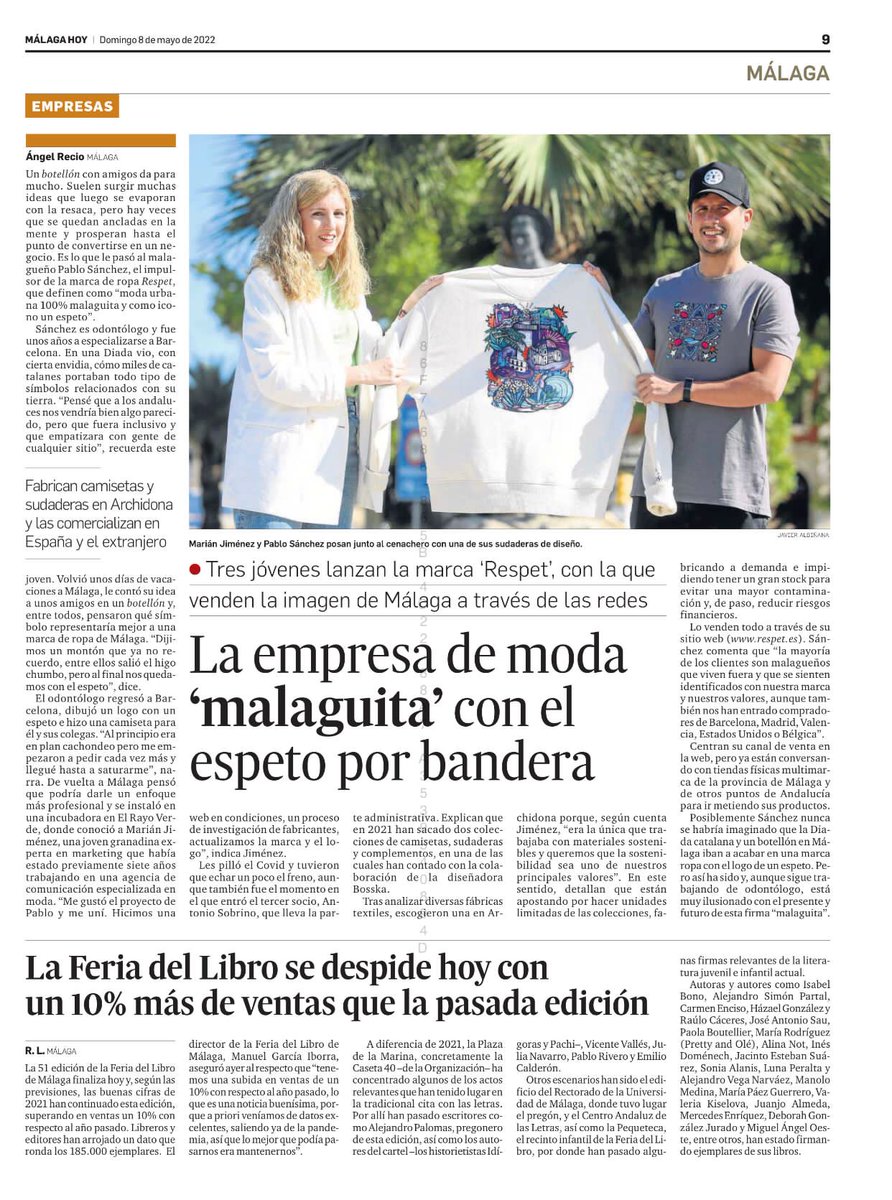 Marian_Virtua's tweet photo. Hoy aparece @Respetmalaga en la portada de @malagahoy_es y yo obviamente orgullosa de que se nos reconozca en casa https://t.co/PbGDLJ5aMA
