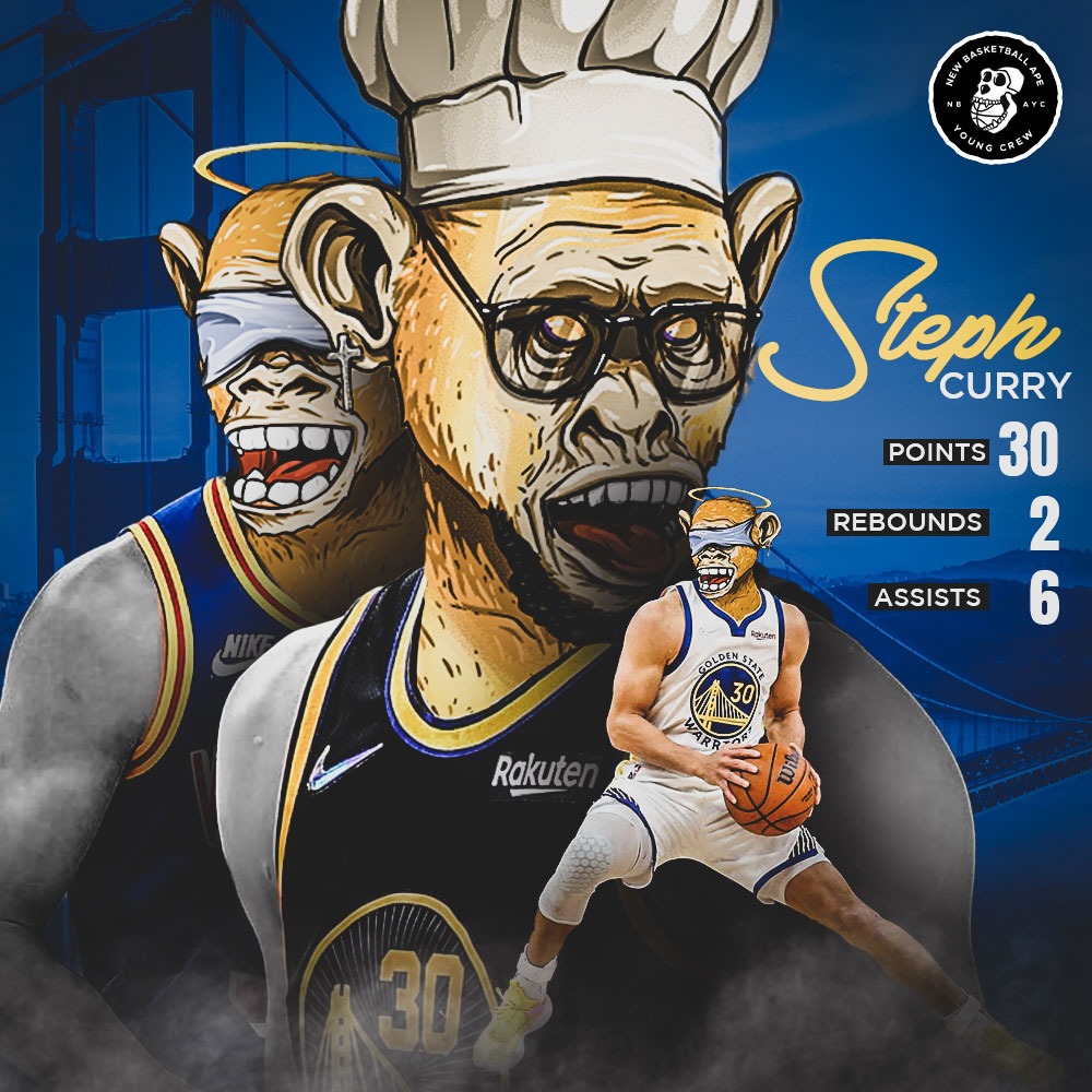 NBapesYC's tweet photo. 30 for 30!

Chef @StephenCurry30 was cookin' it up against the @memgrizz in Game 3 of the #NBAPlayoffs.

#NBA75 #NBAYC #NBA #NFT #NFTCommunity #Crypto #ETH #web3 #Metaverse #NBATwitter https://t.co/QSVX8rGYVS