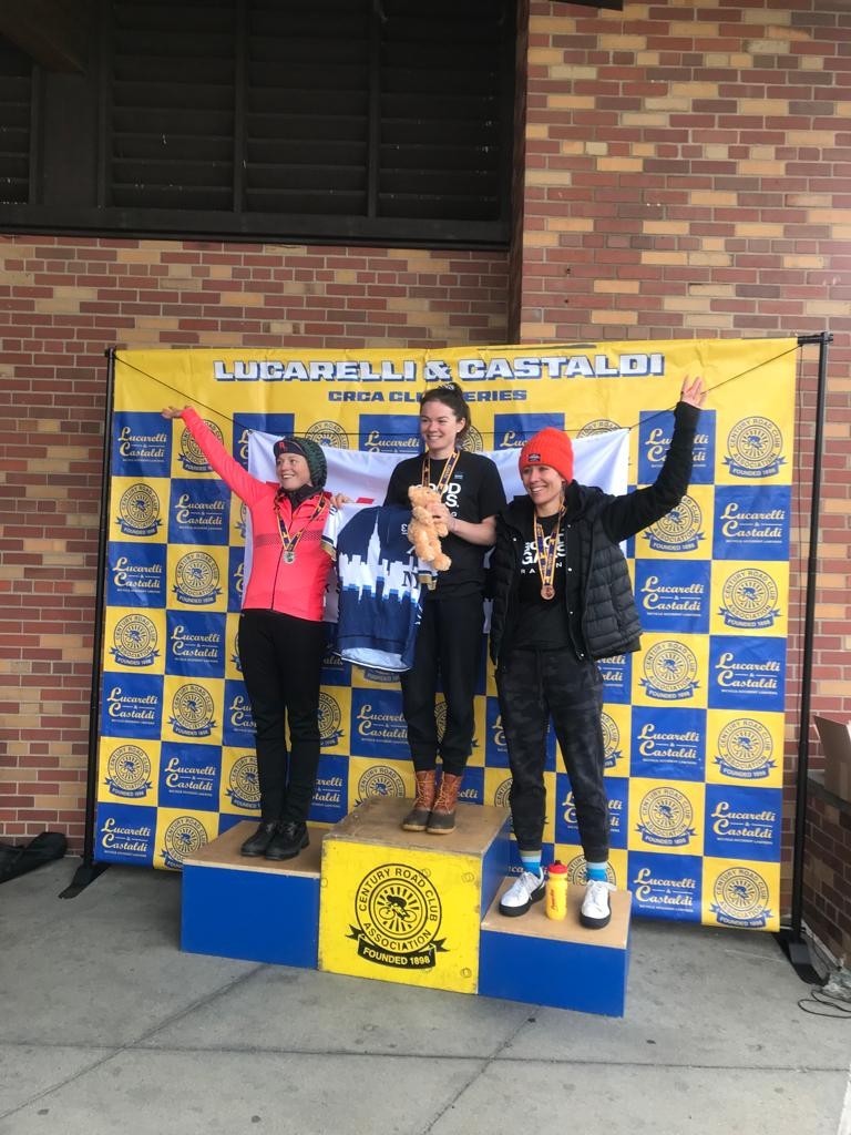 CRCARockstar's tweet photo. Some great results from the R* crew who braved the cold, wet Bear Mtn Classic Road Race yesterday. Here's R* Galen Bolard on the 2nd step of the women's P/1/2 field. https://t.co/5VfTyilibm
