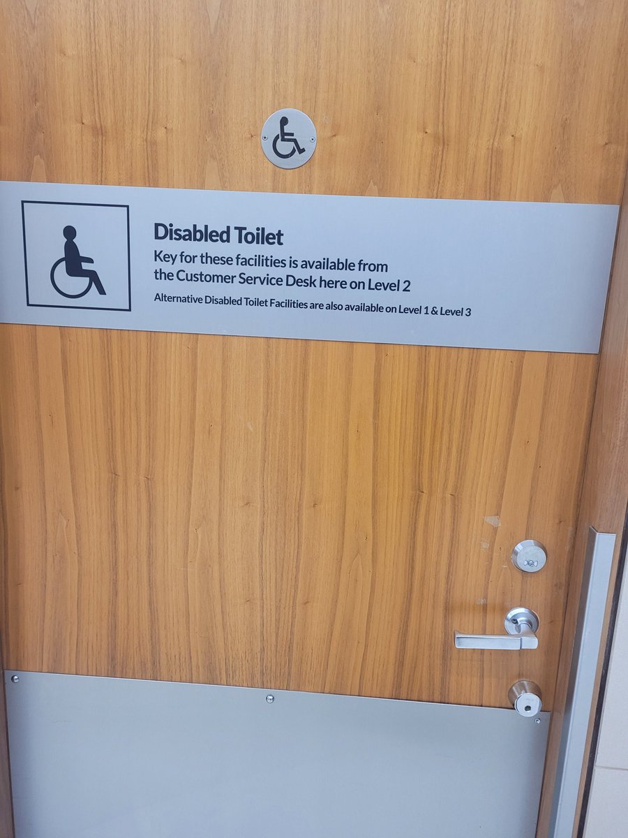 elliedoyle's tweet photo. @TheSqTallaght I'm lucky to be able bodied so didn't need to use this bathroom, but this is disgraceful,  imagine needing the facility urgently and having to trek across the centre to ask for a key. What's the rationale for this? https://t.co/CQBFRxtieB