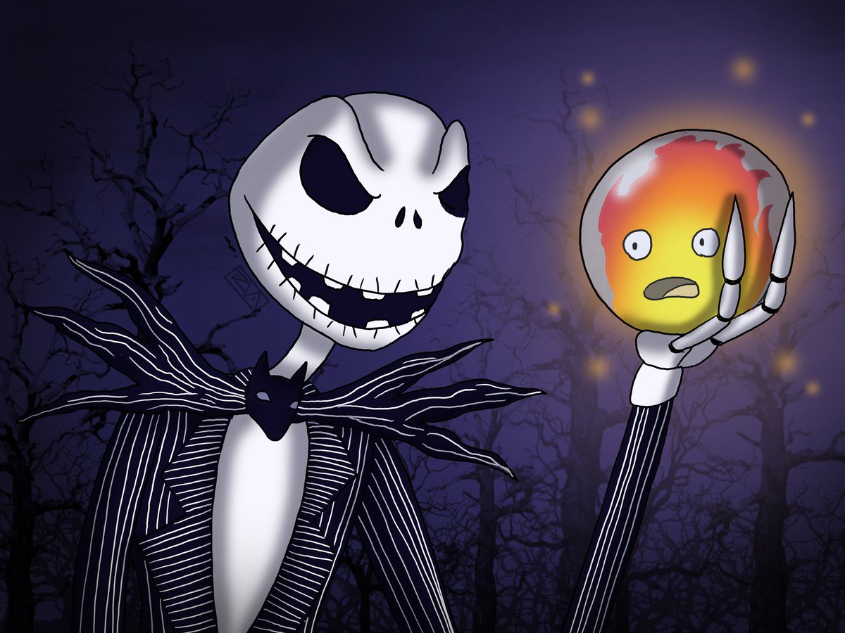 nishanimefreak's tweet photo. Jack skellington and Califer.
#StudioGhibli #califer #HowlsMovingCastle #thenightmarebeforechristmas #jackskellington #digitalart #illustration https://t.co/Ja7fssYN0R