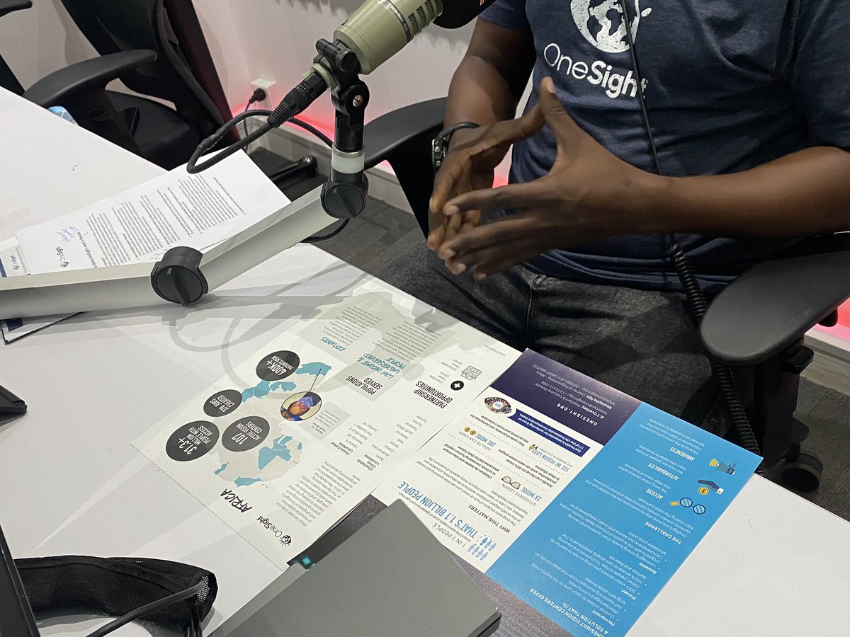 HAPPENING NOW: <a href="/vtuzinde/">Vincent Tuzinde</a> our OneSight Rwanda Country Director is in <a href="/1023KISSFM/">102.3 KISS FM</a> studio with <a href="/Radiohost_Rwa/">Jesse K Maxella</a> talking about our work and the progress that Rwanda has made to making sure Rwandas vulnerable have access to vision care. 

#VisionForAll