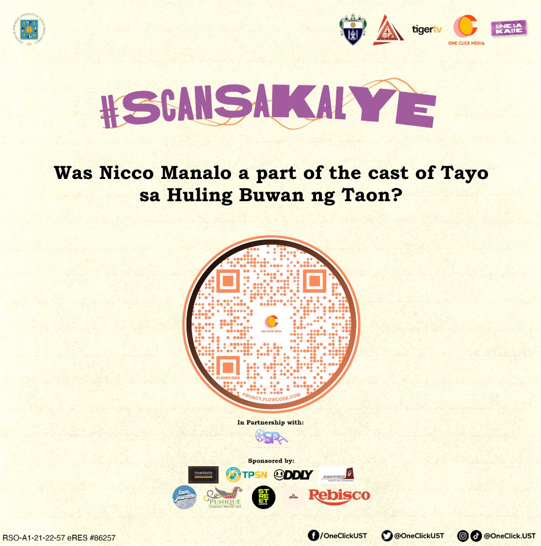 OneClickUST's tweet photo. Another week, another 50 PESOS for you!
Start your Monday on a high note by joining #ScanSaKalye promo!
#SineSaKalye
#LimitlessWithOneClick
#RedefiningCreativity
#StreamCon2022
#EmpowerThroughCASA https://t.co/3YqUWMstol