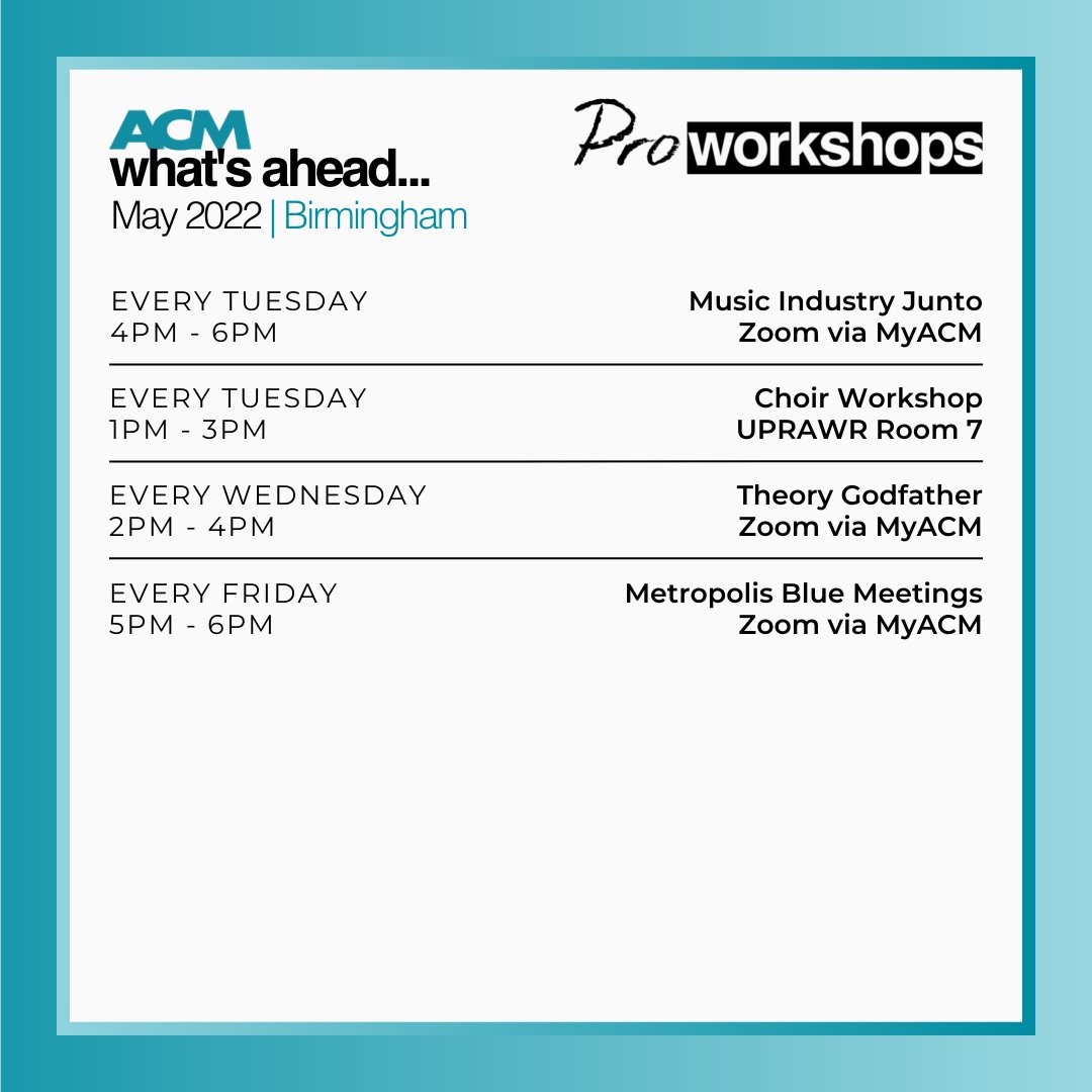 acm_uk's tweet photo. There are plenty of exciting events this May for our students at ACM Birmingham🌟 
Full details of the events can be found on myACM. 

#ACMuk #ThisIsACM https://t.co/SXhDTlo0RP