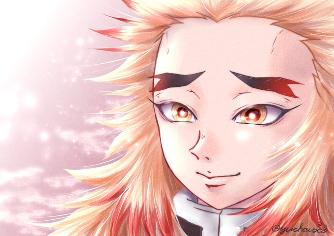 ゅちゃさんがTwitterに投稿した煉獄杏寿郎(鬼滅の刃)のイラスト。