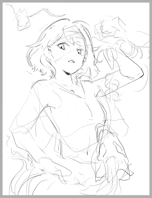 skeb用のイラストうまくいきそうだったけどピンと来なくなって没になりそう・・・ 