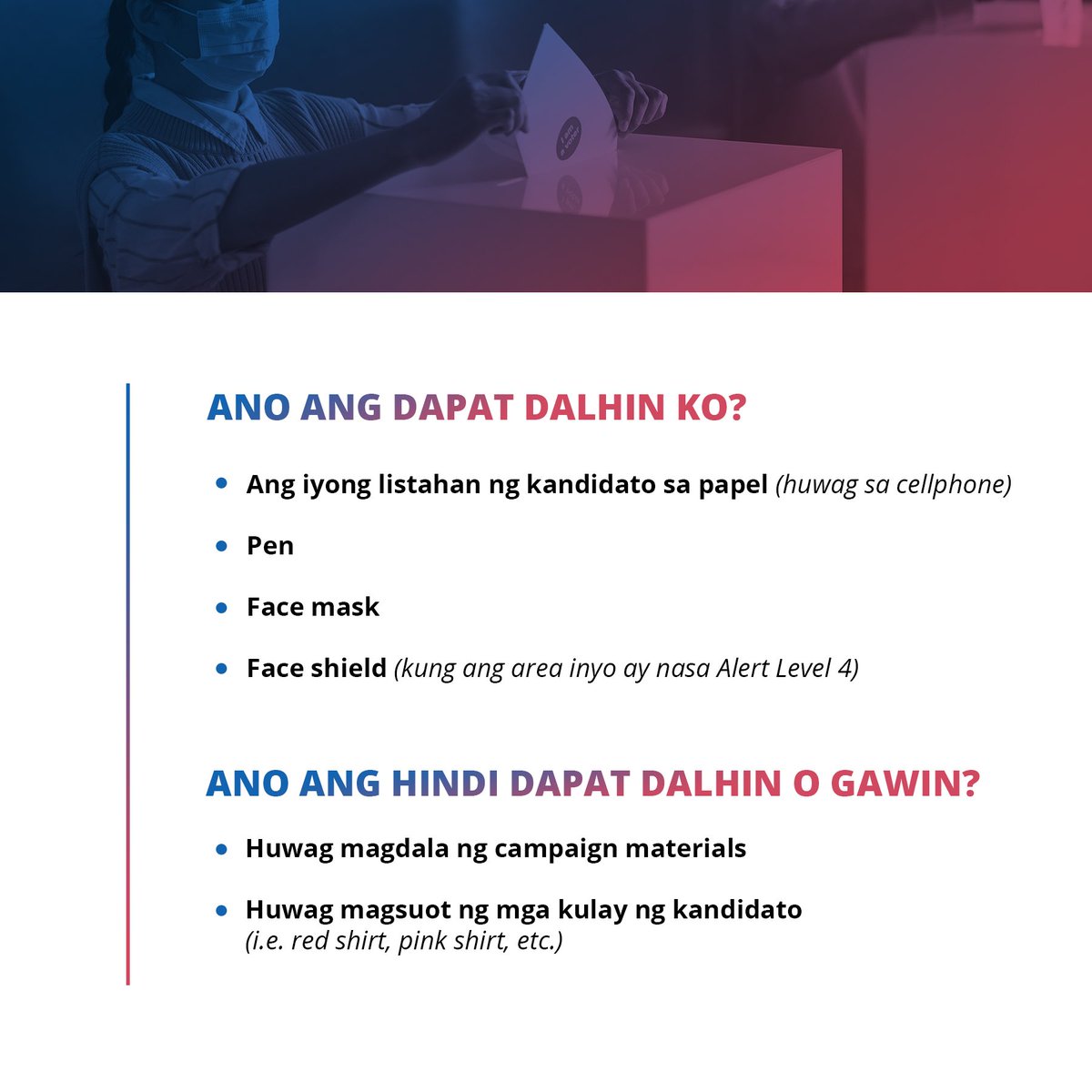 ateneolex's tweet photo. Bukas, sa ika-9 ng Mayo, 2022, bubuksan ng COMELEC ang mga presinto para tanggapin ang inyong mga boto. Narito ang mga importanteng detalye at ang proseso na kailangan alalahanin para sa mga botante. 

Maging mapanuri sa mga bobotohing kandidato bukas, https://t.co/dnychtscvf