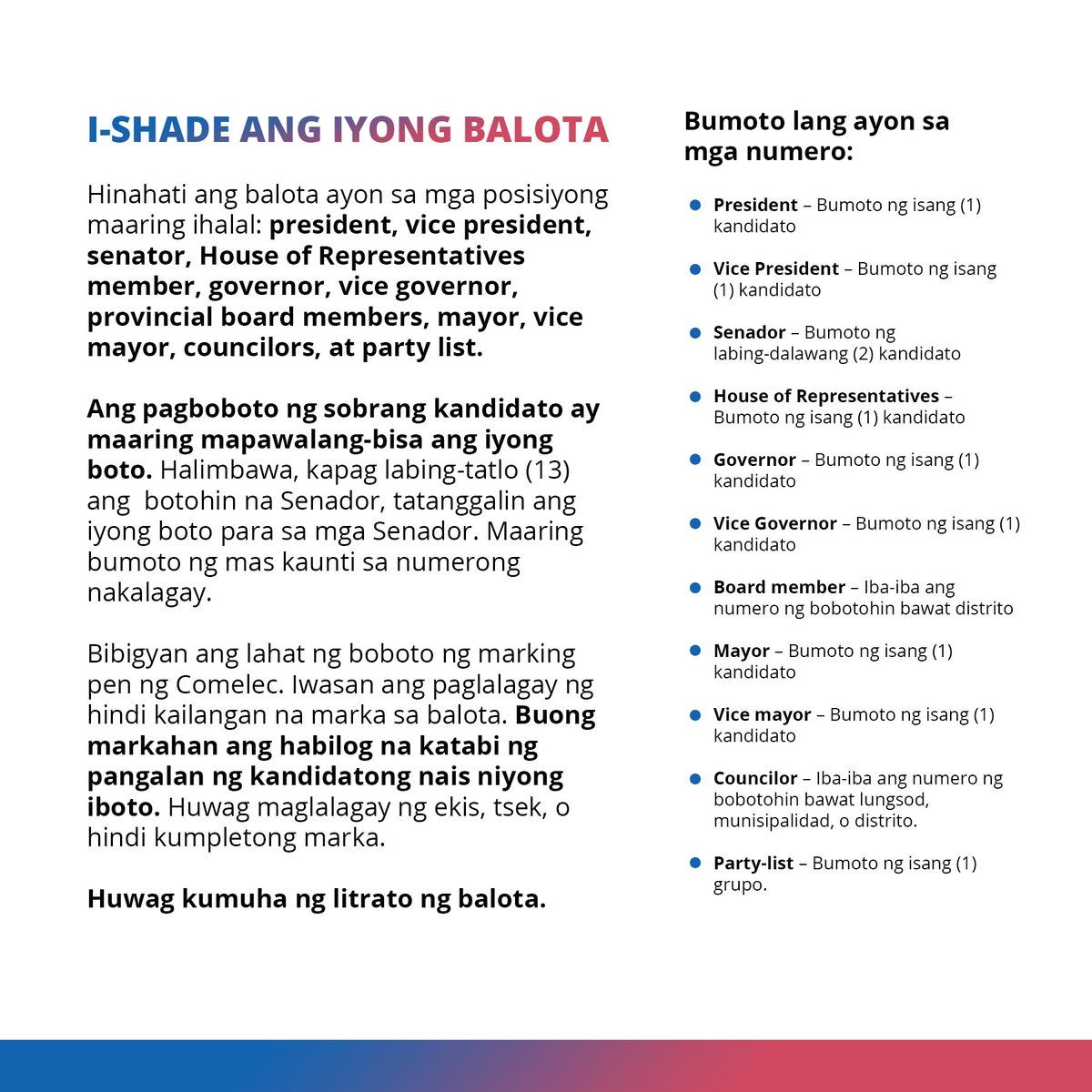 ateneolex's tweet photo. Bukas, sa ika-9 ng Mayo, 2022, bubuksan ng COMELEC ang mga presinto para tanggapin ang inyong mga boto. Narito ang mga importanteng detalye at ang proseso na kailangan alalahanin para sa mga botante. 

Maging mapanuri sa mga bobotohing kandidato bukas, https://t.co/dnychtscvf
