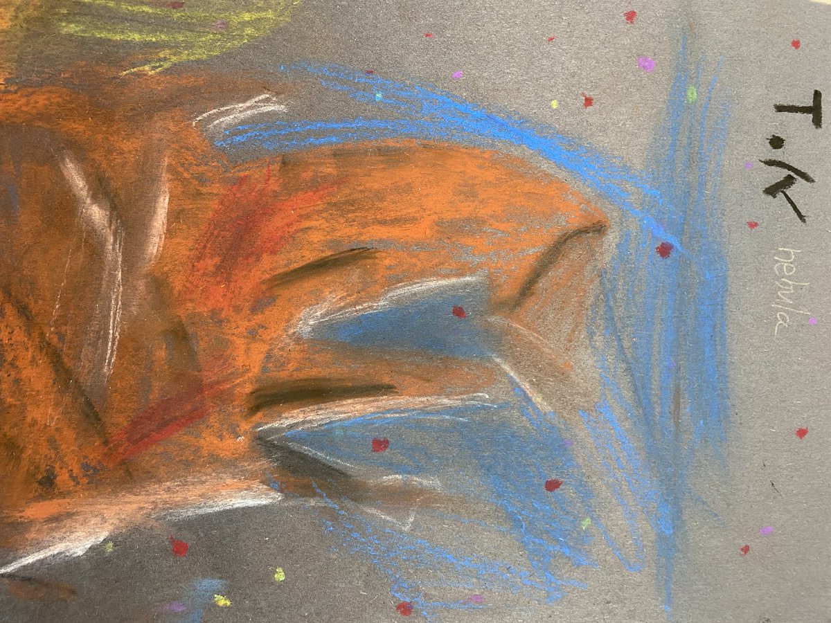 AISCElementary's tweet image. #AISCElementary #AISCGrade5 art inspired by the study of space @ThorpeBritt