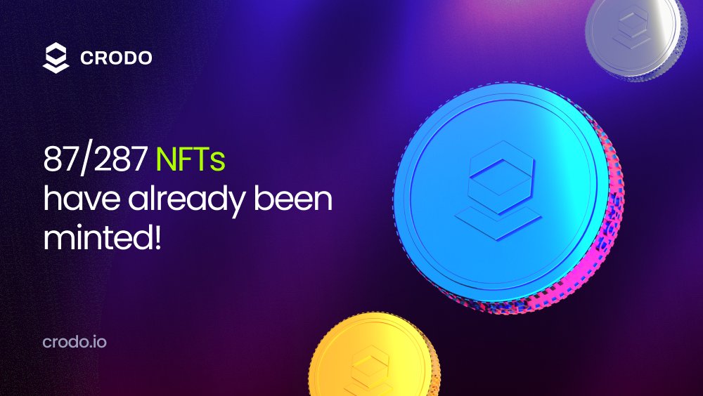 Crodo_io's tweet photo. 💥Meet our first #NFT collection!💥

87 of 287 NFTs have already been minted and will soon find their lucky owners! 🎁

Each NFT will provide certain benefits. Airdrop is coming soon! 💸

👉Link for Crodo NFT collection:
https://t.co/wV1YOKjxtB
#CRODO #airdrop #LAUNCHPAD #Cronos https://t.co/vnDMFcKOzg