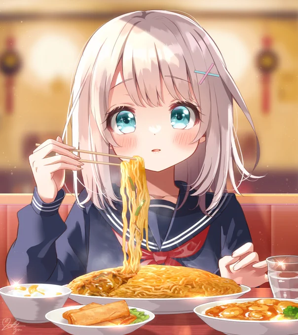 梅蘭焼きそば食べたいイラスト 