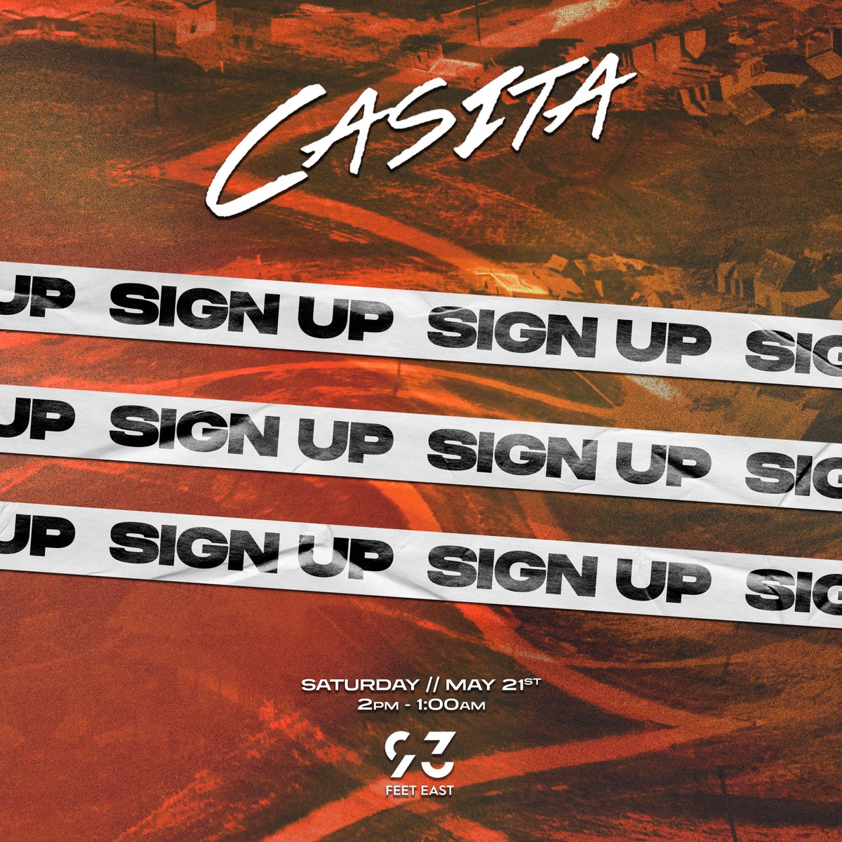 21.May.22 <a href="/93FeetEast/">93FeetEast</a> - Casita London 

SIGN UP NOW! 🖊

Joining us for our last party of spring, with a line up jam packed full of the hottest artist the industry has to offer. Sign up for pre sale.

See you on the dancefloor 😉💃

bit.ly/3Pa1zcG