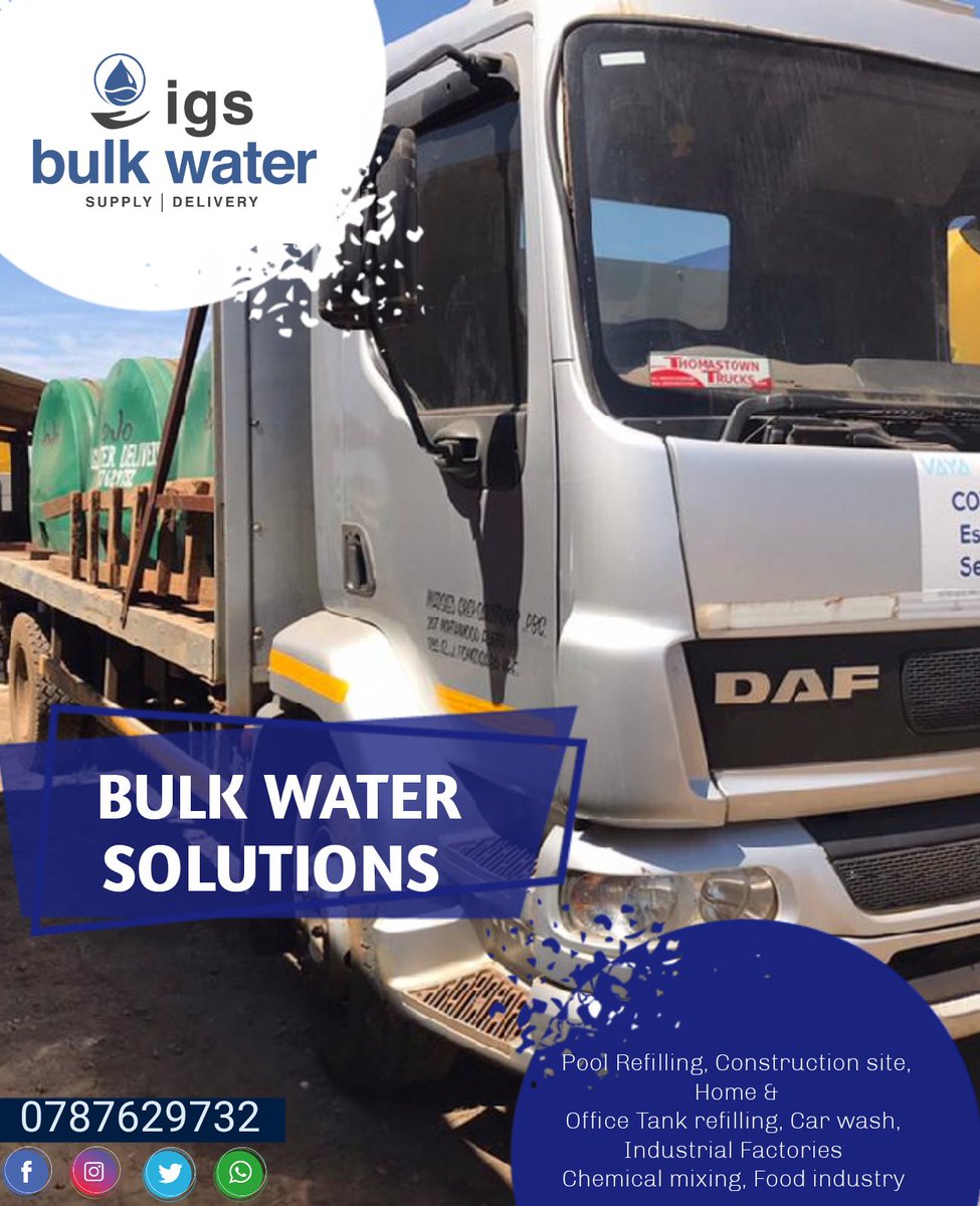 For all your bulk water needs 
Get in touch today 
We deliver within Harare and surrounding areas including chitown and Ruwa 
#redmarketsunday