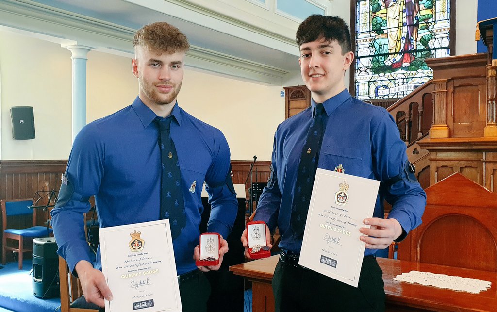 1stRathfrilandP's tweet photo. Congratulations to Darren Sloan and Matthew Wilson who were presented with their Queens Badges @BBNI this morning during our Morning Service. A significant achievement for both young men. A proud moment for them, their families and our Congregation 👏 @pciassembly @CoDownOutlook https://t.co/mzBRMxhLuV