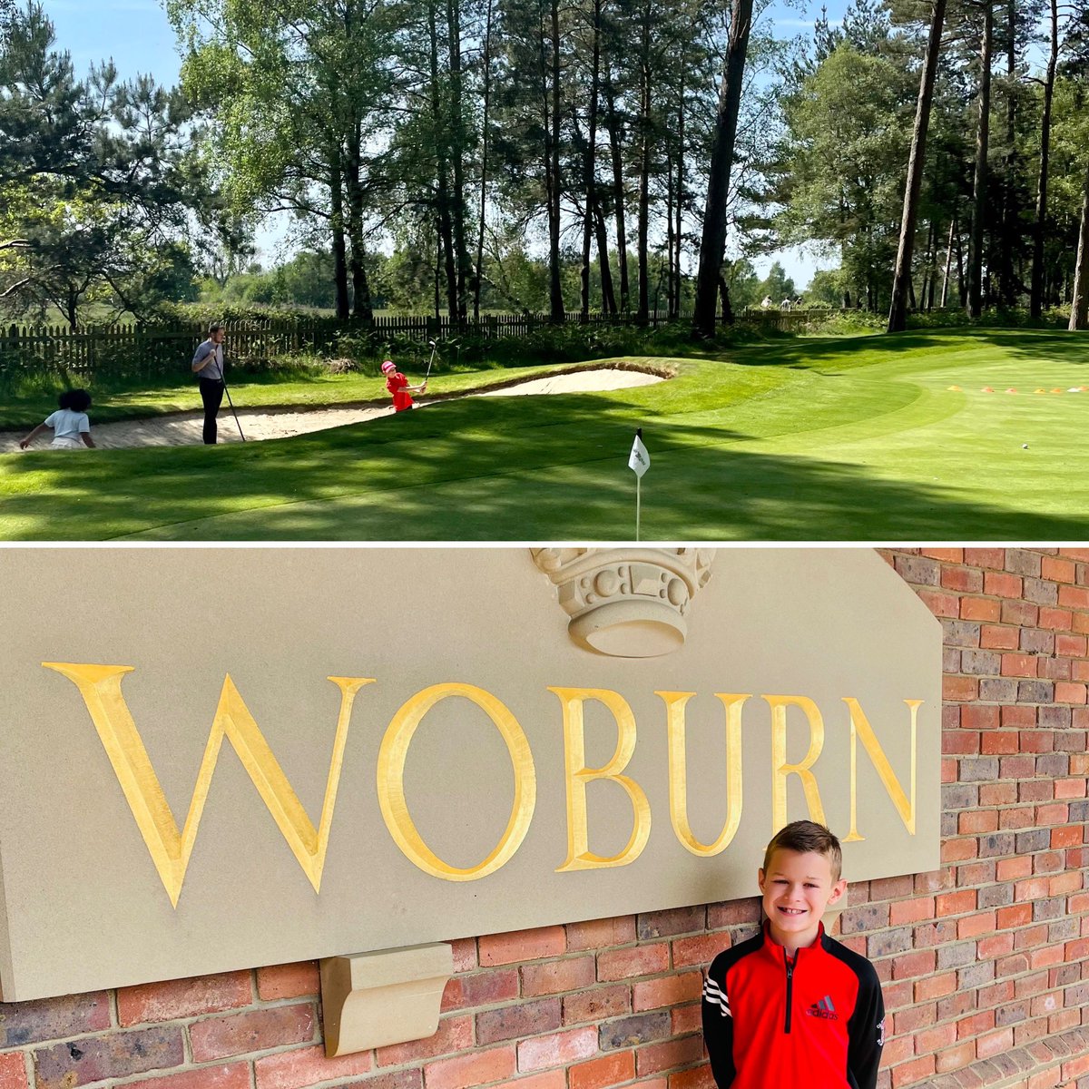 RTallentire's tweet photo. Gorgeous sunny ☀️ day watching my little H having golf lessons @WoburnGC #perfect #bunkerlessons ⛳️ ☀️😎 https://t.co/P3T3fCkuQL