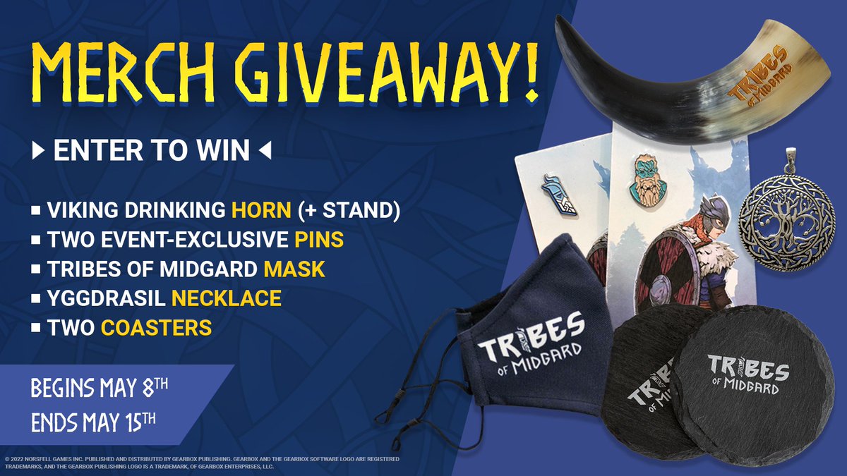 tribesofmidgard's tweet photo. To celebrate @Playstation plus, and International Viking day - we're holding a Tribes of Midgard Merch Giveaway! ✨

The giveaway starts today and ends Sunday, May 15th at 11:59pm EST. Good luck, Vikings! 🙌

Enter here: https://t.co/IeEWq7nftH https://t.co/aKUJ1csJqR