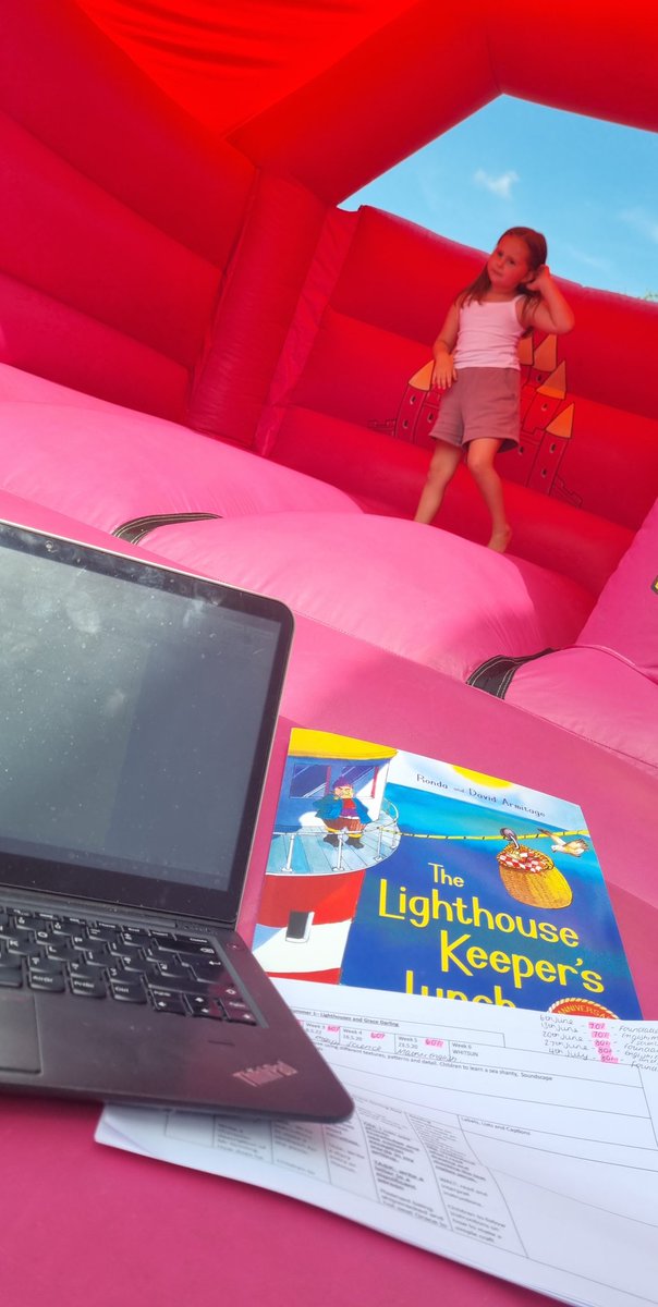 CartwrightMs_J's tweet photo. When you're a trainee teacher who has your nieces 6th birthday party at 1pm and work at 4pm but you have English lessons to finish planning! Bouncy castle planning is fun ��� 🍎👩🏼‍🏫 https://t.co/WQRmNGl3OS