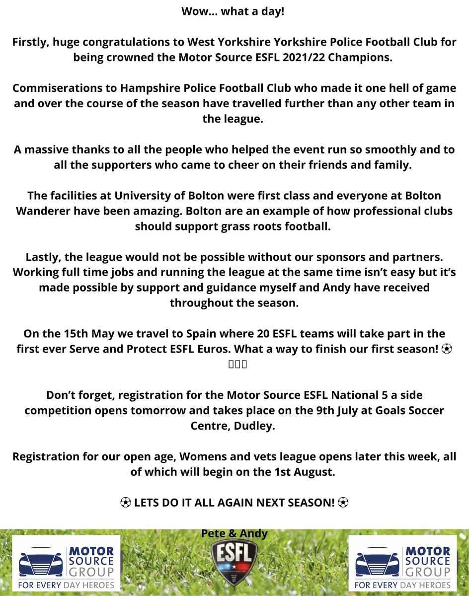 ESFL20's tweet photo. A few words from the @Motor_Source ESFL 👇 https://t.co/KegBJZNEKQ