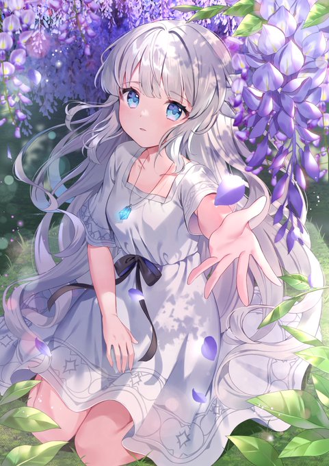 「white hair wisteria」 illustration images(Popular)