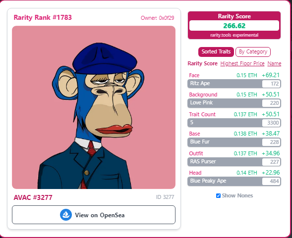 Check out this item on OpenSea opensea.io/assets/0xf169f… in   
<a href="/opensea/">OpenSea</a>
 <a href="/AtlanticApes/">Gerald Davis</a>    what price should i put?
 Consulte este artículo en OpenSea  ¿qué precio debo poner?