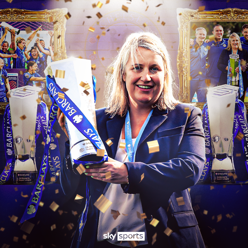SkySportsWSL's tweet photo. A 10th major trophy for Emma Hayes at Chelsea 🙌