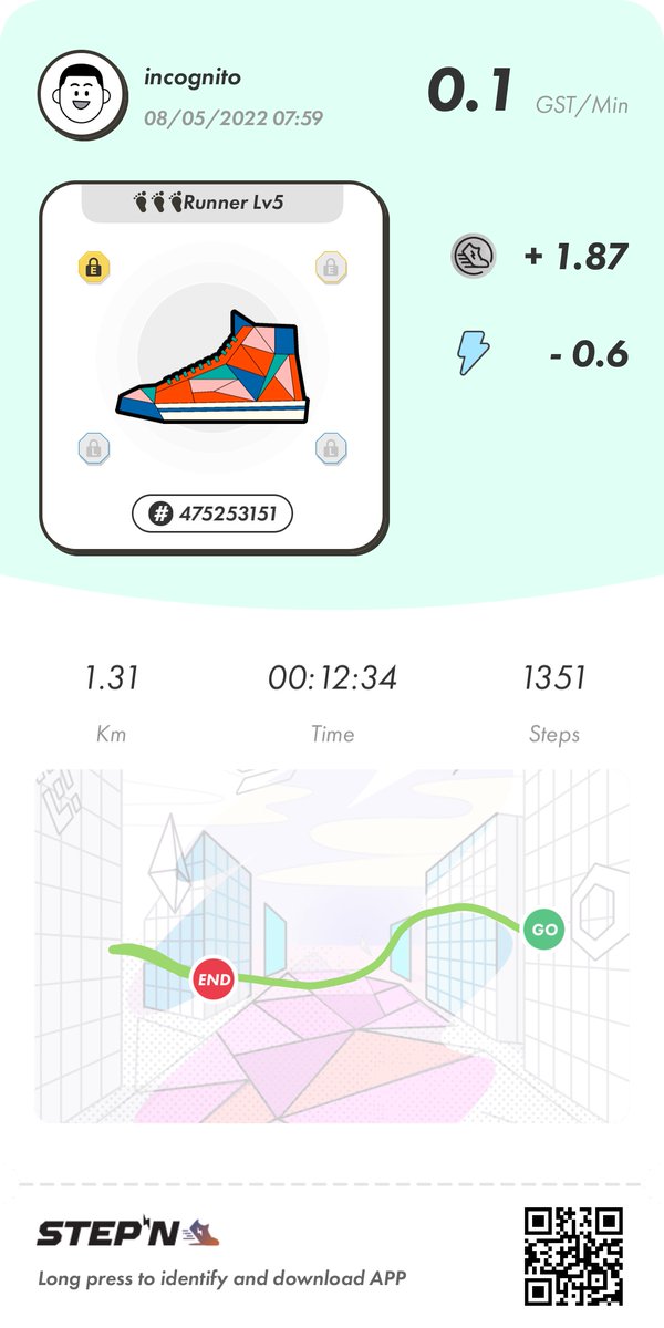 Thecoolronron's tweet photo. #stepn #myfirstrun https://t.co/OoH8B5Ys9v