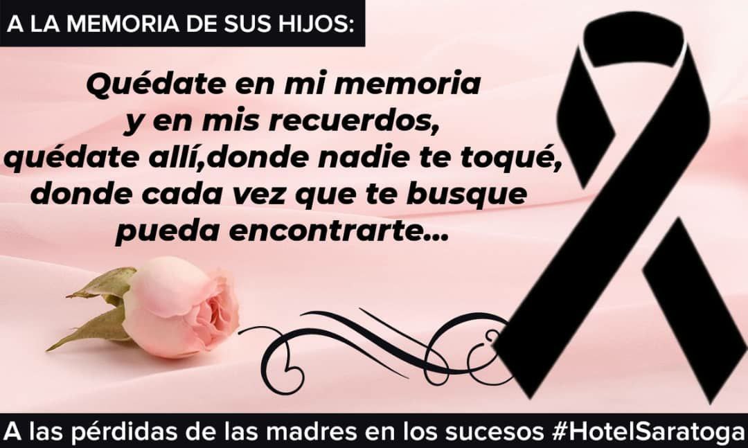 ElyLoquerita's tweet photo. Se que el vacio que dejaron sus hijos al partir jamás podrá ser llenado por nada ni nadie. Pues hay pèrdidas en la vida de las cuales nunca nos podremos reponer. Sean fuertes. #HotelSaratoga #FuerzaCuba #CompartimosElDolor #DiaDeLasMadres https://t.co/NgIYwfgw01