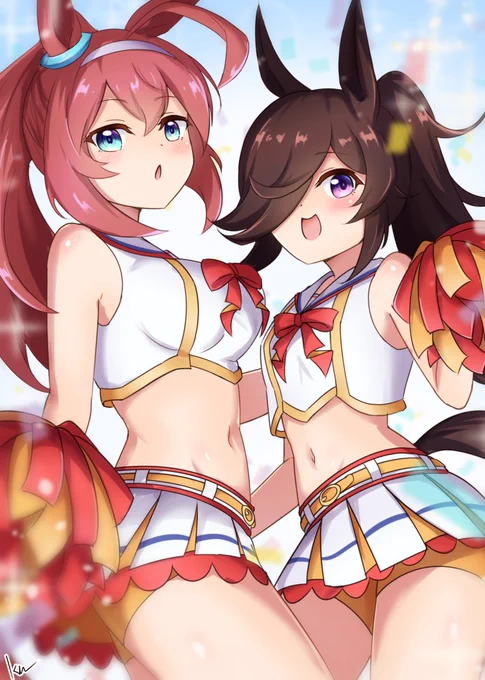 チアライスとチアブルボン☀️
#ウマ娘 #ウマ娘プリティダービー 
#ライスシャワー #ミホノブルボン 