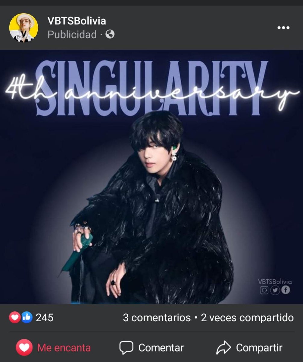 JKpisamelacara's tweet photo. Me salió la publicidad de Singularity!!🥺💜🦁
4 años ya con semejante ✨ARTE✨
@VBTSBolivia
#4YearsWithSingularity
#태형이만의특별함_싱귤4주년 https://t.co/sLiCCjLFb0