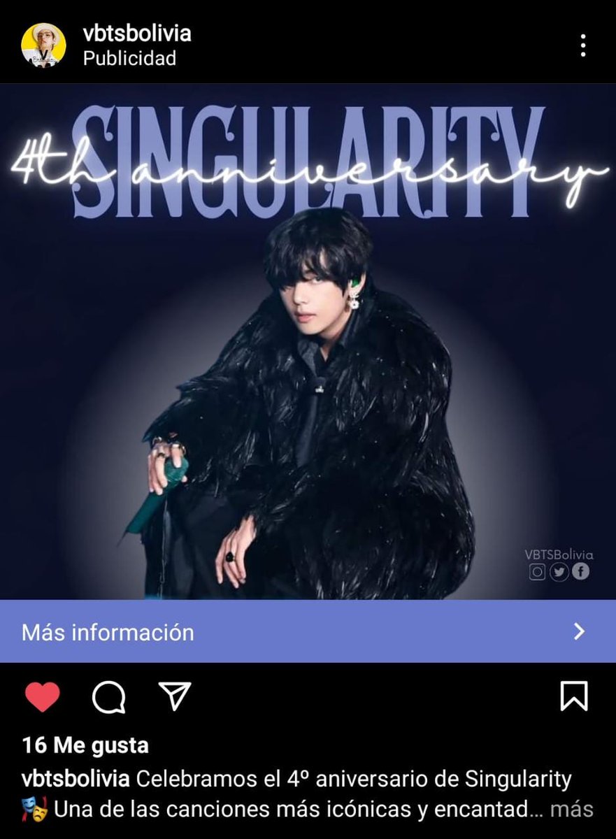 JKpisamelacara's tweet photo. Me salió la publicidad de Singularity!!🥺💜🦁
4 años ya con semejante ✨ARTE✨
@VBTSBolivia
#4YearsWithSingularity
#태형이만의특별함_싱귤4주년 https://t.co/sLiCCjLFb0