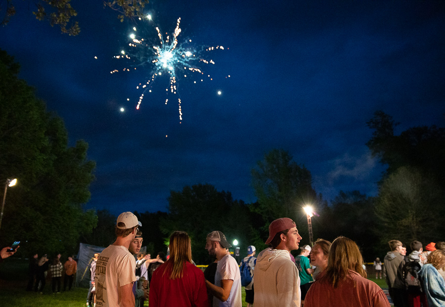 Lambda Chi Alpha Fraternity celebrated the start of its annual wiffleball tournament on Saturday. This year marks the 30th anniversary of the event. Chris Hitchcock '97 threw the first pitch. Bill Bettler, professor of communication, performed the national anthem.