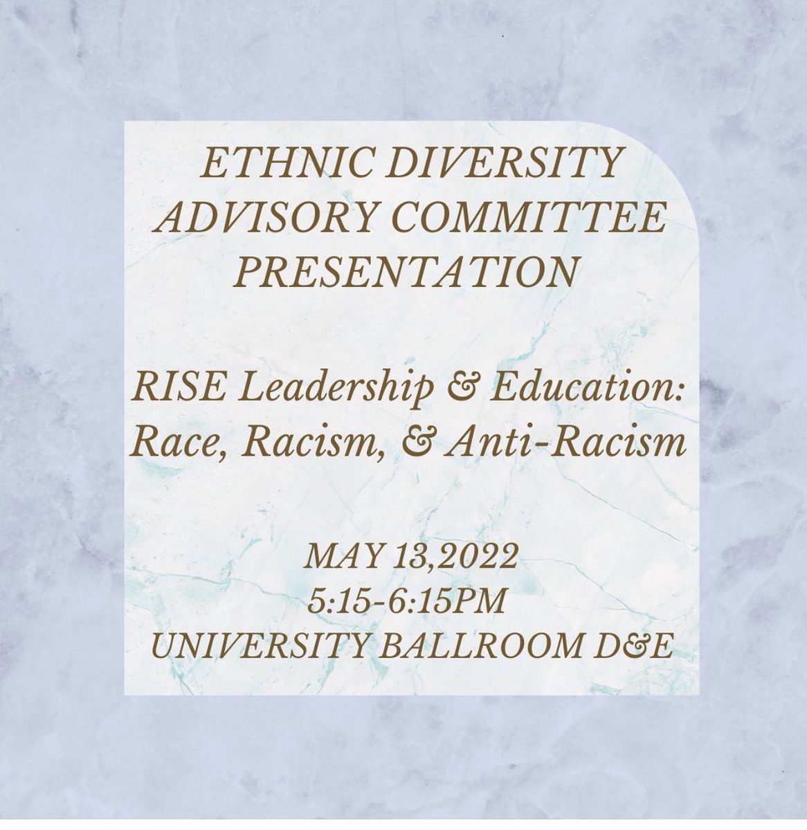 MAATA_Students's tweet photo. Join the EDAC committee at the MAATA Student Symposium in Charlotte, NC for their presentation on RISE Leadership &amp; Education: Race, Racism &amp; Anti-Racism 

Location: University Ballroom D&amp;E
Date: May 13th
Time: 5:15-6:15 p.m. https://t.co/y0AacLIBb3