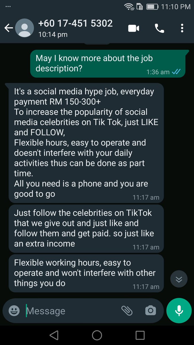 NabilHussein's tweet photo. Beberapa hari lepas aku terima text dari 'Alyssa' kata jumpa resume aku dkt Ajobthing. Dia dari Poststore Sdn Bhd, nk offer aku kerja. Siap tunjuk SSM lagi. Manis gila gaji kerja dari rumah. https://t.co/Iysn7ia5h1