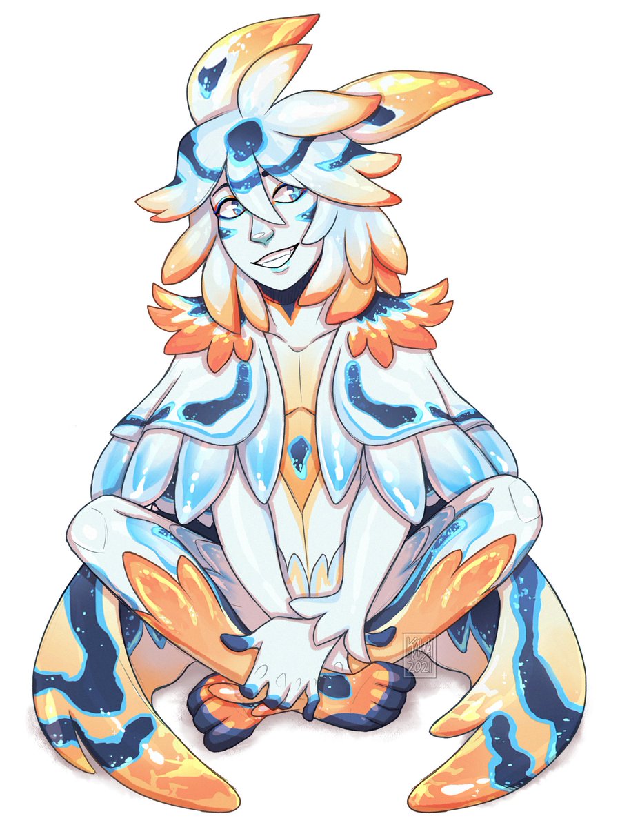 New character that I got recently and I had to draw him as soon as possible! I love them so much!! 🧡💙

Design credit: <a href="/strucktrue/">🌧 ᚴᛁᛏ / Kitkaloid 🌧</a>
