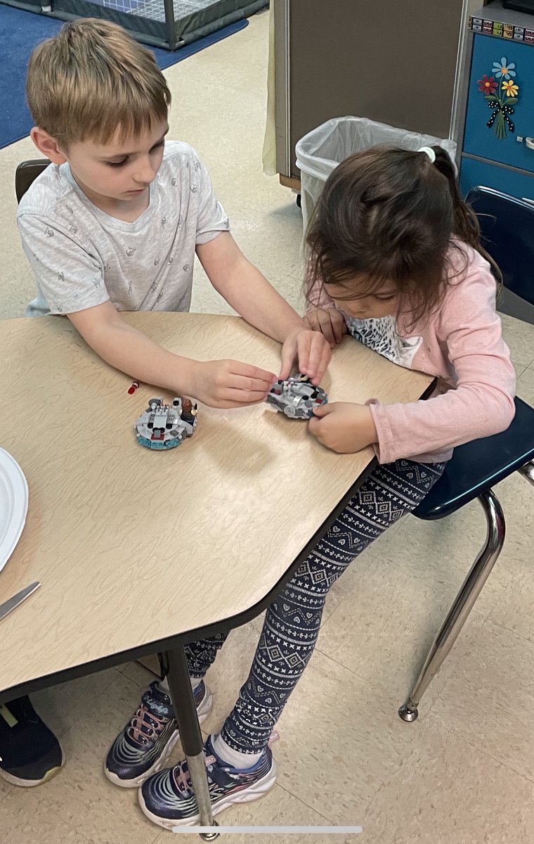 GenHarding's tweet photo. @StarWarsinClass @LEGO_Group @Syl_STEM @SylvaniaSchools Celebrating #MayThe4th by learning how to follow directions, use our fine motor skills and practice patience to build #Lego Millennium Falcon. https://t.co/8LiT5KdHMy
