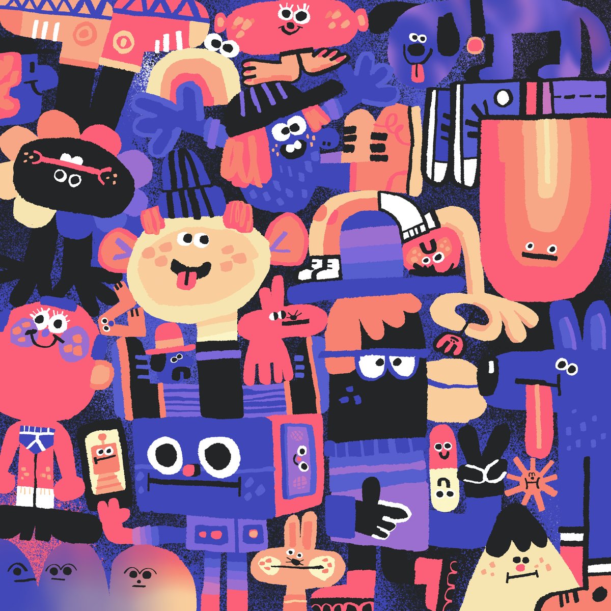 wehxvault's tweet photo. Here are my favorite colorful pieces that i collected during the #tezosfortezos event

"Eamo Folk 002" by @eamostudio
"GM club 2" by @GraphicaPng
"Akui" by @KumasehRizky
"downtown" by @kyreryk https://t.co/0RjMOxUpps