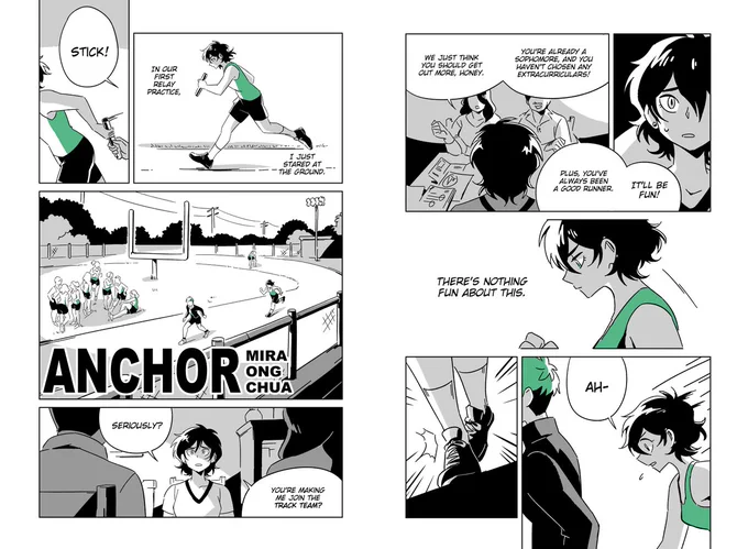 My short comic, ANCHOR, is the hot-blooded story of a runner and the captain of her track team 🏃🏽‍♀️🔥 F/F, comedy, all-ages, please enjoy 💚

➡️full comic @ https://t.co/IeqicNl5ZW 