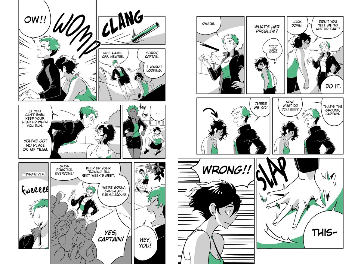 My short comic, ANCHOR, is the hot-blooded story of a runner and the captain of her track team 🏃🏽♀️🔥 F/F, comedy, all-ages, please enjoy 💚
➡️full comic @ https://t.co/IeqicNl5ZW