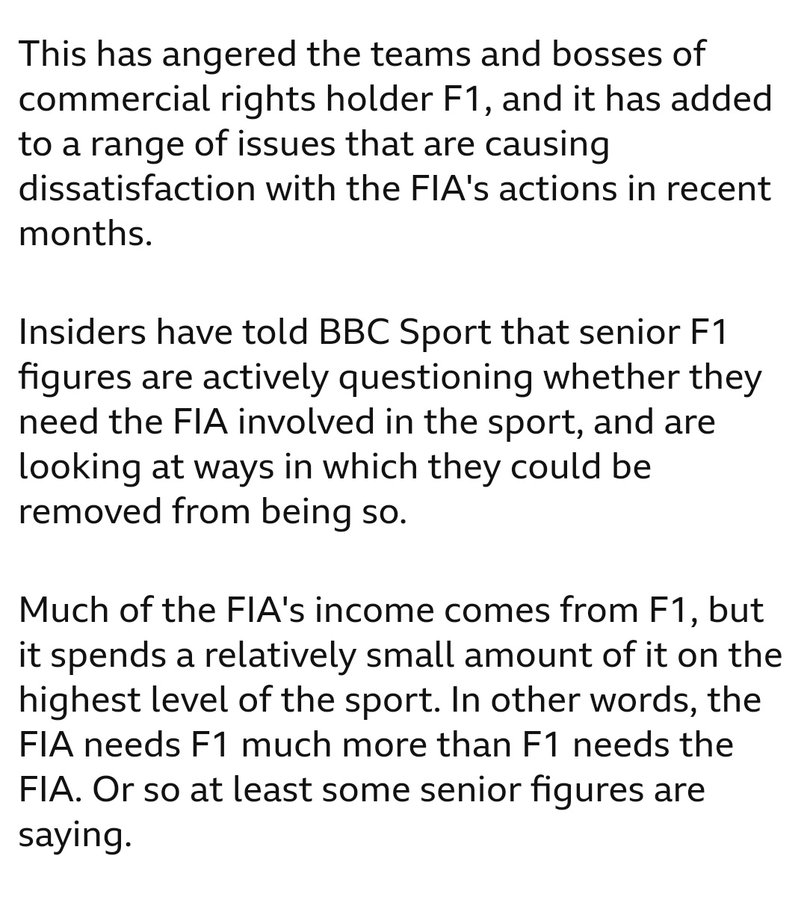 AgnesAgena's tweet photo. About time #F1 bid the corrupt @fia goodbye. They are spoiling a good sport with their corruption, lack of fairness and pettiness! They are doing the sport more bad than good. https://t.co/h0I368Xr5A