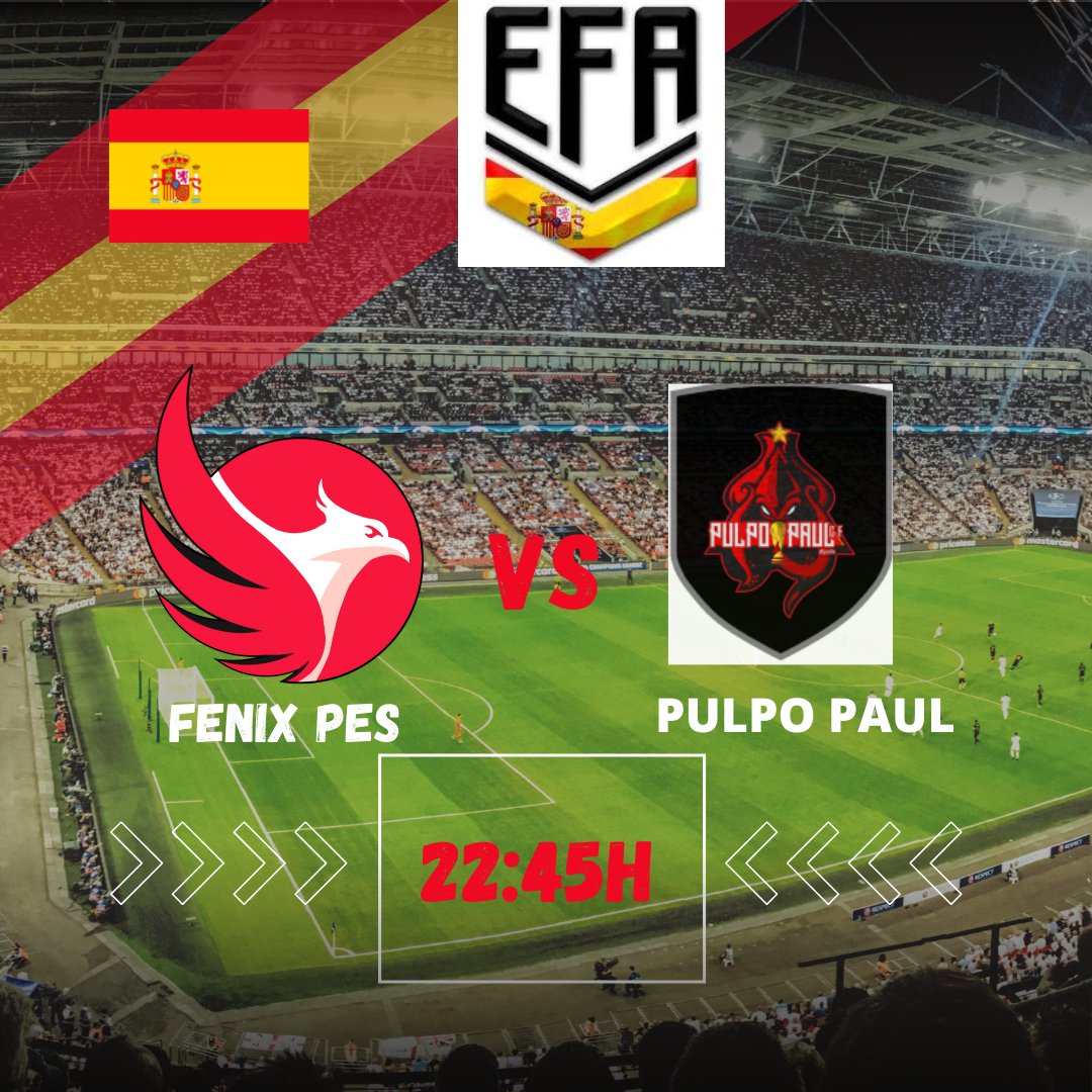 Esta noche volvemos a jugar jornada de <a href="/efaPESespana/">efaPESespaña</a> contra un durisimos rival como <a href="/PulpoPauleSport/">Pulpo Paul C.F. eSports®️🐙</a> , debemos seguir dando nuestra mejor version, a remar todos juntos señores 💪💪💪.
Puedes seguirnos en nuestro canal de youtube:
👇👇👇
youtube.com/channel/UCv_mq…
