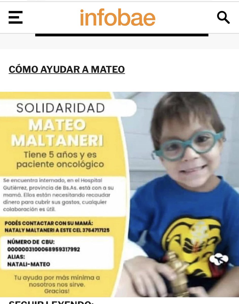PampaAranda's tweet photo. La Mama de #Mateo,  tiene una rifa para recaudar fondos y poder costear los gastos de estadía acá en Bs As. Quien pueda colaborar me avisa y los pongo en contacto. #TodosPorMateo https://t.co/X9MIYeLbx9