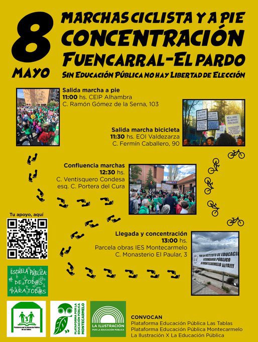 Hoy hemos apoyado y participado en la marcha ciclista y a pie que ha tenido lugar en el Distrito de Fuencarral-El Pardo. Estos son los motivos 👇

feccoo-madrid.org/noticia:625313…

Sin #EducaciónPública no hay #LibertadDeElección

#IESMontecarmeloYA!
#LibertadDeElecciónEP 

 👇