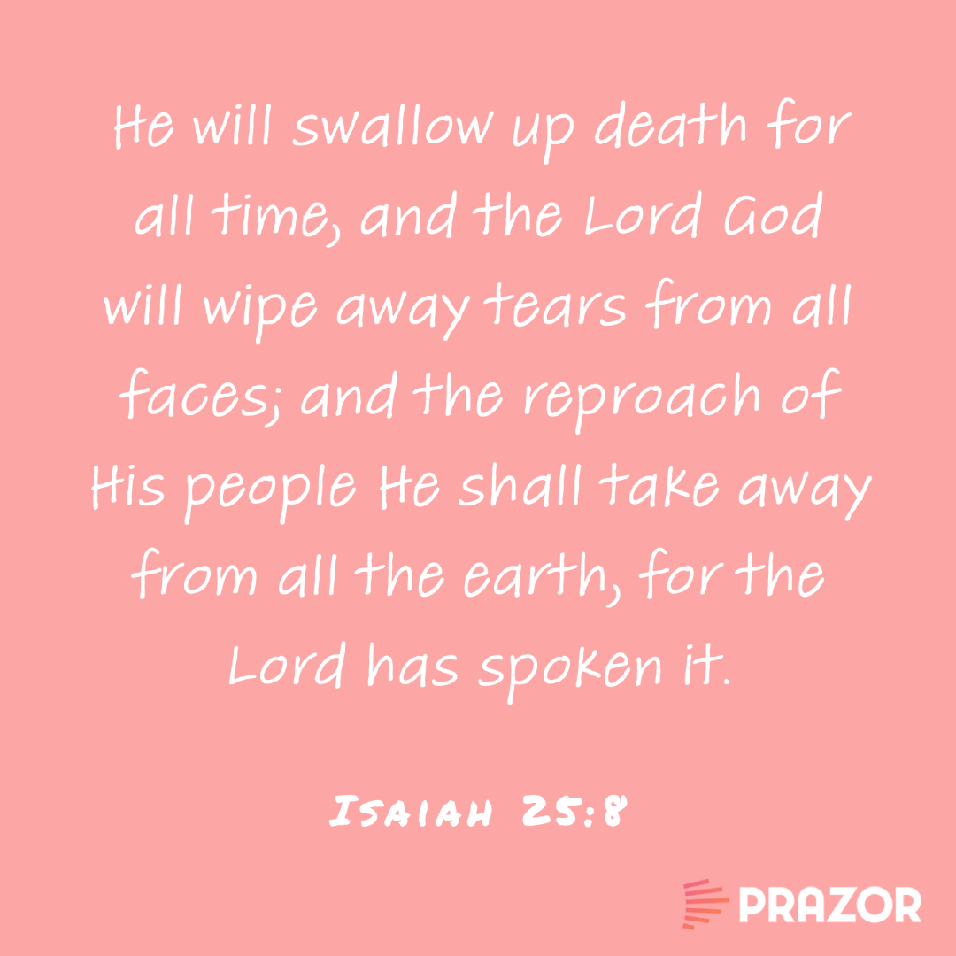 PrazorMusic's tweet photo. He will swallow up death for all time, and the Lord God will wipe away tears from all faces; and the reproach of His people He shall take away from all the earth, for the Lord has spoken it. - Isaiah 25:8
#scripture @PrazorMusic #bible #isaiah25 https://t.co/sTW3O5fOf3