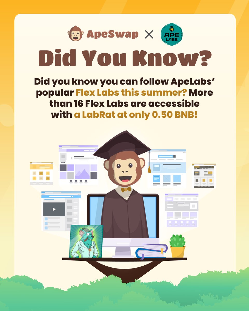 ApeBond's tweet photo. Did you know you can use your #NFTs to get a free crypto education❓
Use your #LabRat to register for our ApeLab's Flex Labs, and start learning from the best! 💪
🎓 https://t.co/xdBh9hZcuS https://t.co/QDxp8TS4xi