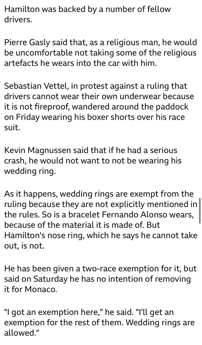 hamburgerh0tdog's tweet photo. @andrewbensonf1 So other drivers can wear rings, grosses and bracelets but Lewis needs to take his nose stud out?😂😂 ( that doesn’t come of) . Fia is going down and I’m here for it #firefia #fiaout #f1xed https://t.co/8hsbteog7H