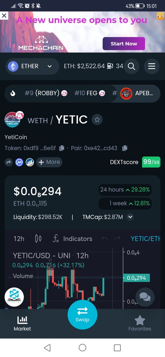 Market bleeding and @YetiCoinEth getting stronger and stronger
Be ready for when the market recovers .... don't say we didn't tell ya 🚀🚀🚀🚀🚀🚀
#MoveToEarn #eth #STEPN #fitness #cripto #Move2Earn 
#SHINJA 
👇🏼👇🏼👇🏼👇🏼👇🏼👇🏼👇🏼👇🏼
dextools.io/app/ether/pair…