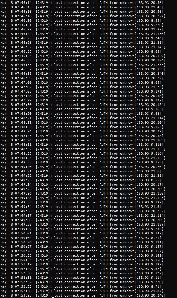 James_inthe_box's tweet photo. Sizable #smtp cred #bruteforce happening now from 183.92.0.0/14

cc @bad_packets https://t.co/pSi2RmSejM